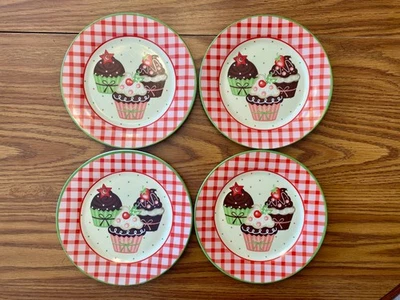 Platos de almuerzo Trisa cumpleaños cupcakes fiesta 8 pulgadas postre rosa verde Foto 1 de 4