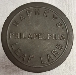 1876 PHILADELPHIA CENTENNIAL NAPHEYS LEAF LARD SOUVENIR DOSE MIT KAUTION GRIFF - Bild 1 von 6
