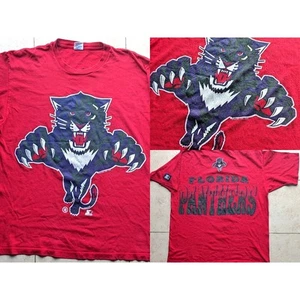 Florida Panthers CATS 1993 STARTER tee shirt DOUBLE AOP XL red NHL hockey vtg - Picture 1 of 12