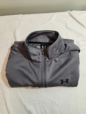 Chaqueta Under Armour Para Hombre Grande Gris Suave Manga Larga Cremallera Atletismo Bombardero Foto 1 de 4
