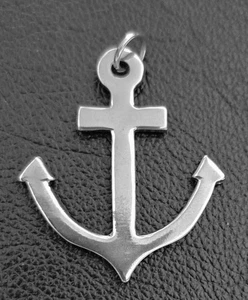 Silver Chrome Metal Nautical Anchor Pendant  - Picture 1 of 1
