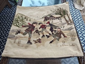 The Alpine Chalet Hines of Oxford Decorative Pillow Case Ice Skating Scene 17x18 - Picture 1 of 9