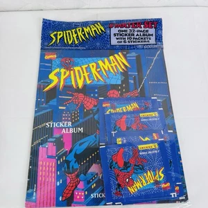 1995 Spider Man Panini Fleer Sticker Book Album Starter Set 10 Packs Marvel - Picture 1 of 6
