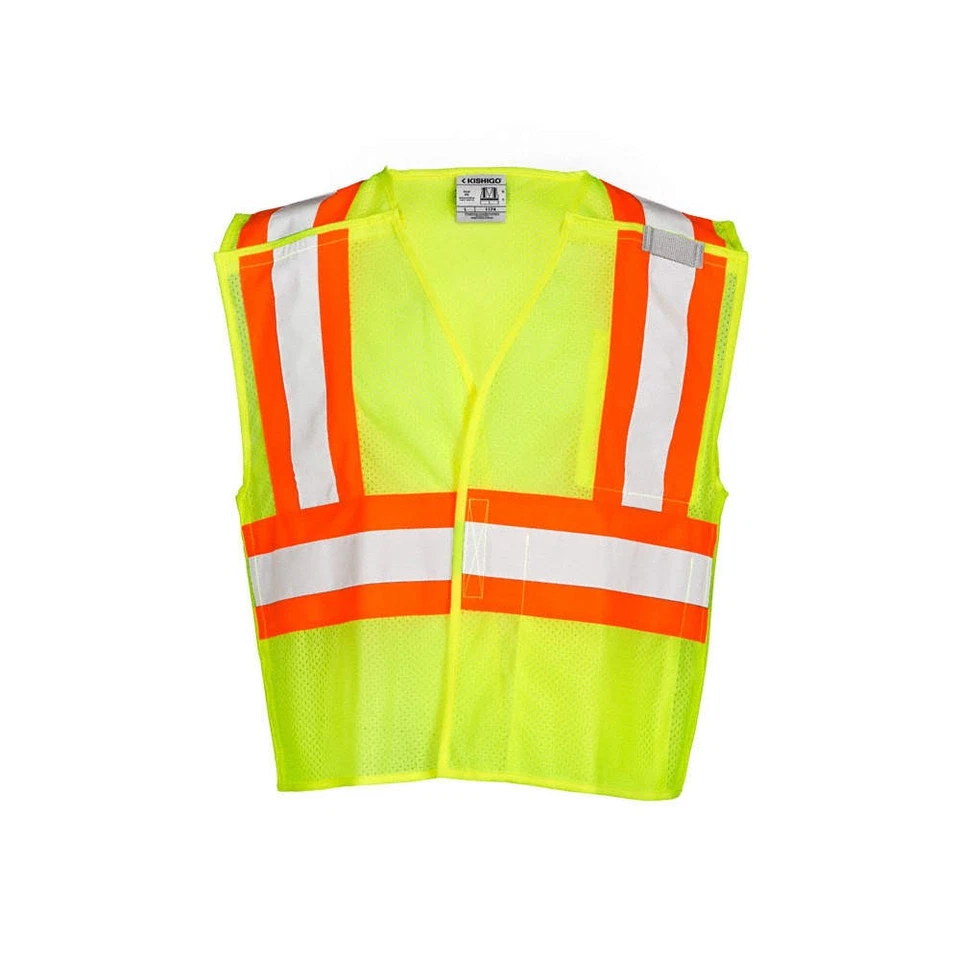 KISHIGO 1174-S Vest,ANSI 2,S,Yellow/Grn,Polyester Mesh 493Z19 - Image 1 of 1
