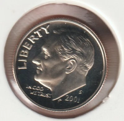 Rare US Roosevelt Dime 2001s Frosty Mirror Picked From Proof Set Collection Coin - Image 1 of 2