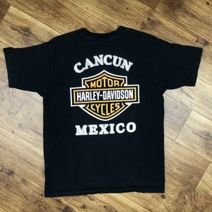 Vintage Harley Davidson Herren T-Shirt Gr. L schwarz orange Cancun Mexico *lesen - Bild 1 von 8
