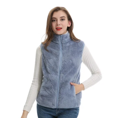 Lady Fleece Fur Vest Jacket Sleeveless Winter Thermal Waistcoat Bodywarmer Soft - Image 1 of 4