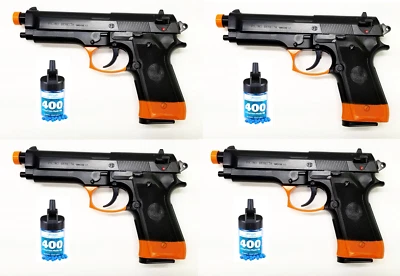 Восстановленный страйкбол 4 упаковки Beretta 92 пружинный пистолет наборы! - Изображение 1 из 3