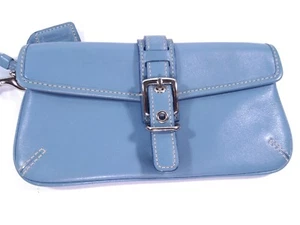 Authentic Vintage Coach Hamptons Blue Leather Wristlet - Picture 1 of 11