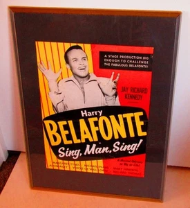Vintage 1956 Harry Belafonte Poster Sing Man Sing Theater Show Musical Placard  - Bild 1 von 12