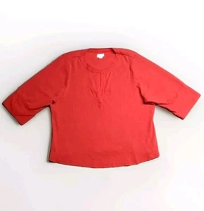 Anthropologie Maeve Cuffed Popover Top Women’s Size 3X Red 3/4 Sleeve Ribbed EUC - Picture 1 of 10