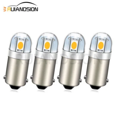 4pcs 6V Bianco caldo BA9S T4W 3030 2 LED Lampadina di posizione dell'indicatore - Immagine 1 di 4
