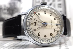 Used Lanco Fon Alarm Serviced Hand Winding 36mm Men's Wristwatch Arueb-221 - Picture 1 of 9