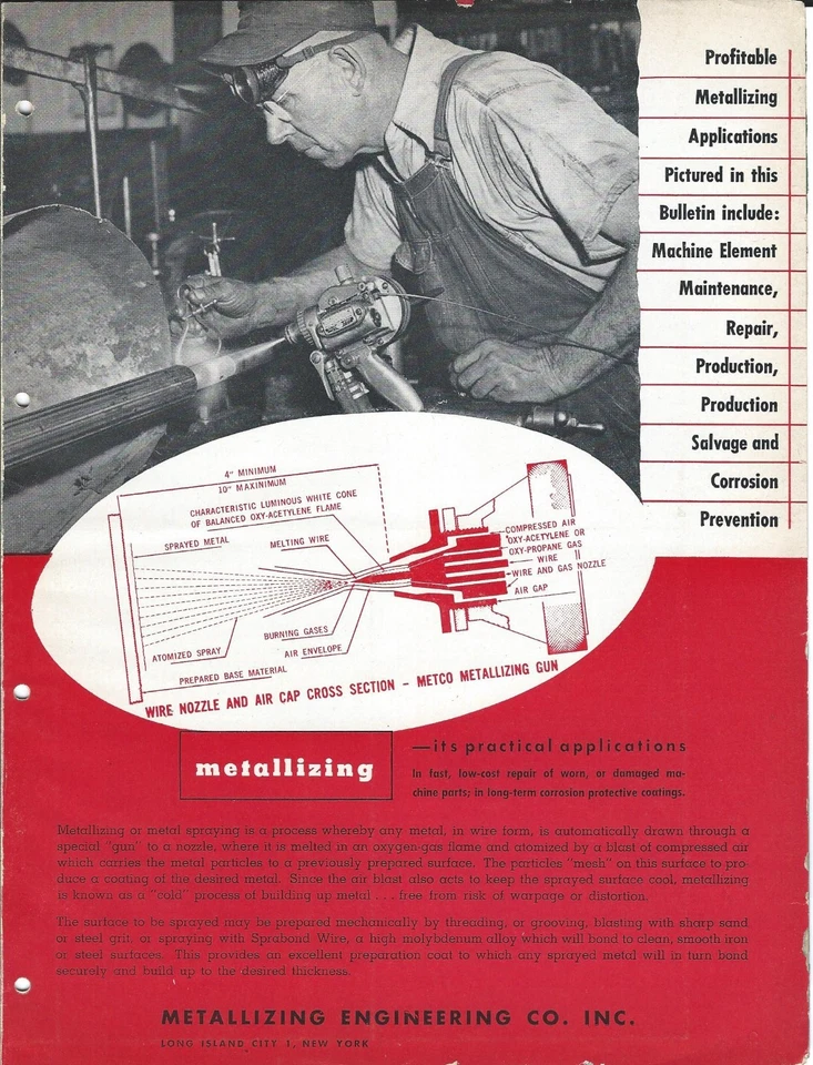 MRO Brochure - Metallizing Engineering - Applications Equipment - c1952 (MR25) - Image 1 of 1