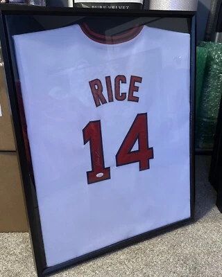 CAMISETA AUTOGRAFIADA JIM RICE BOSTON REDSOX ENMARCADA. Certificado de autenticidad JSA ¡MUY BONITO!! Foto 1 de 4