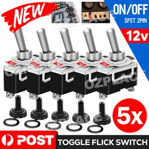 5x Toggle Switch 12V ON OFF Car Flick Dash Light Marine 12 Volt Switches Boat - Picture 1 of 11