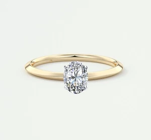 5/8 Ct Oval Cut E/VVS Lab Created Grown Diamond Solitaire Ring 18K Yellow Gold - Picture 1 of 1