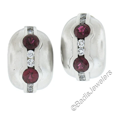 Brincos com clipe de punho de rubi e diamante B Kieselstein com cordão de platina GIA - Imagem 1 de 4