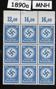 MNH 1942 WWII official stamp block PF20 O100 / Third Reich Germany 1942 #1890a - Picture 1 of 1