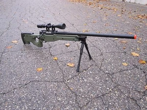 One AirSoft Green WELL Tactical L96 AWP Airsoft Sniper Rifle W/ Scope + Bipod - Picture 1 of 3