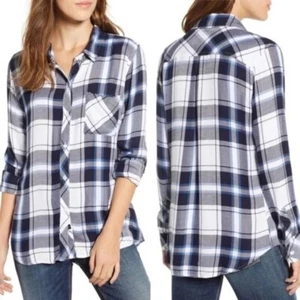 Camisa a Cuadros Rails XS Hunter en Franela Blanca/Azul Marino/Zafiro Abotonada $158 - Imagen 1 de 11