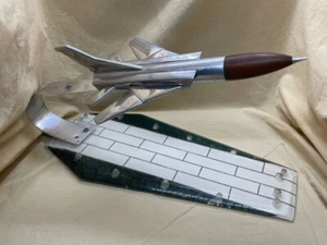 Vintage Soviet Metal Tabletop Model PLANE FIGHTER Aircraft Handmade USSR 1970s - Picture 1 of 23