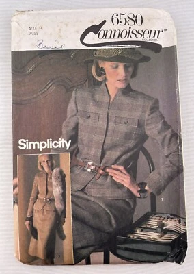 Vintage Simplicity Pattern 6580 Connoisseur Suit Jacket Skirt Size 14 ~ 1984 - Image 1 of 3