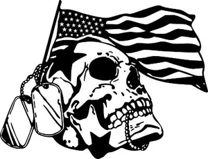 Skull Military Flag Dog Tag American Car Truck Window Laptop Vinyl Decal Sticker - Foto 1 di 2