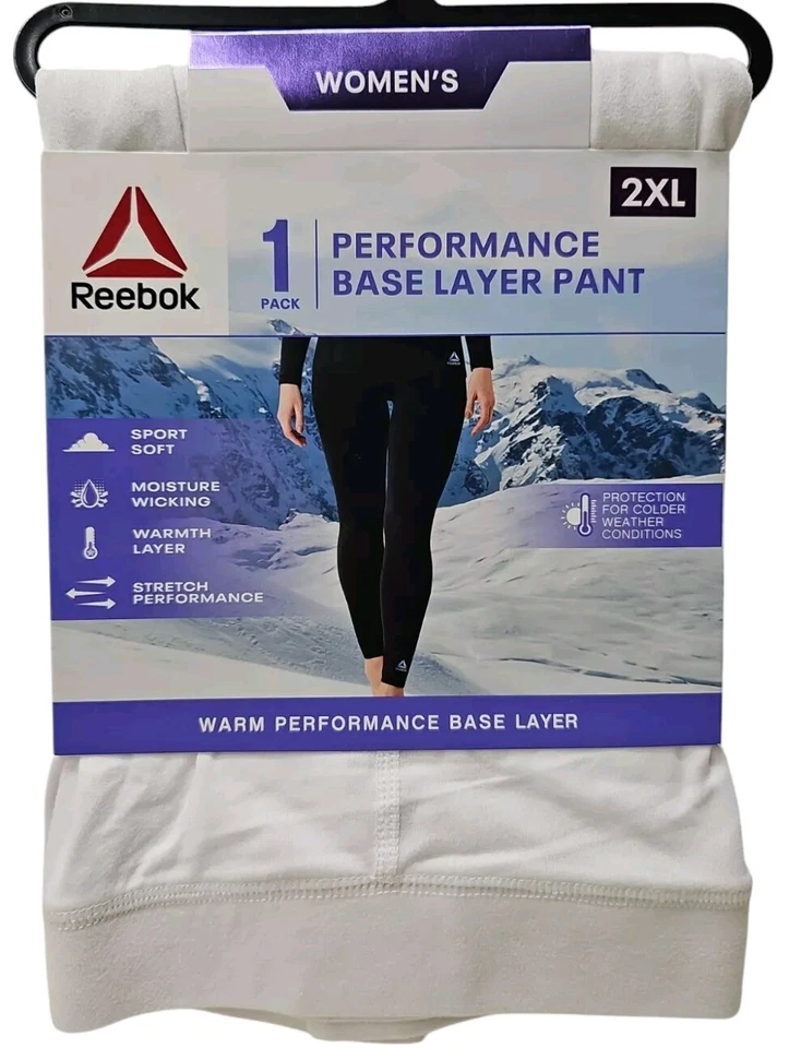 Reebok Women's Warm Performance Base Layer Pants Size 2XL XXL White