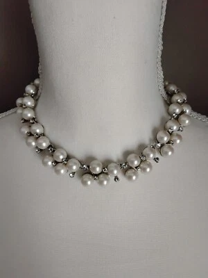 Collar nupcial boda tono plata perlas y estrás imitación Ann Taylor 16"  Foto 1 de 4