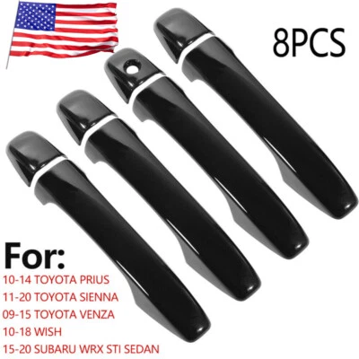 Cubierta de manija de puerta lateral para Prius Sienna Venza wish WRX STI negro brillante Foto 1 de 4
