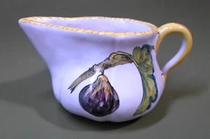 Vintage ITALIAN MAJOLICA CREAMER with FIG on BRANCH Hand Painted Art Pottery API - Picture 1 of 7