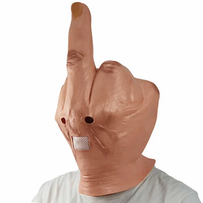 Halloween Funny Bizarre Despise Middle Finger Full Head Latex Mask Costume Props - Image 1 of 4