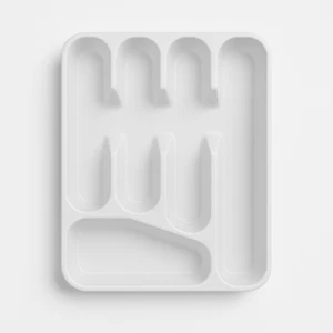 5 Compartment White Cutlery Tray Kitchen Drawer Organiser Plastic Storage Holder - Picture 1 of 1