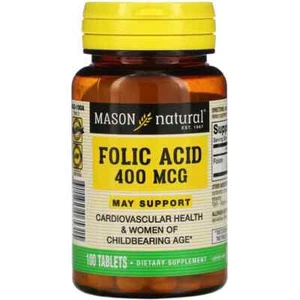 Mason Natural, ácido fólico, 400 mcg, 100 comprimidos - Imagen 1 de 2