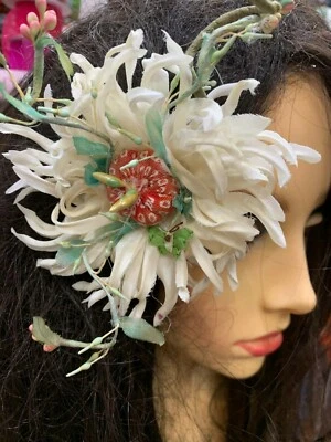 Fascinador accesorio adorno flor diseño oriental años 40 vintage 1 pieza Foto 1 de 4