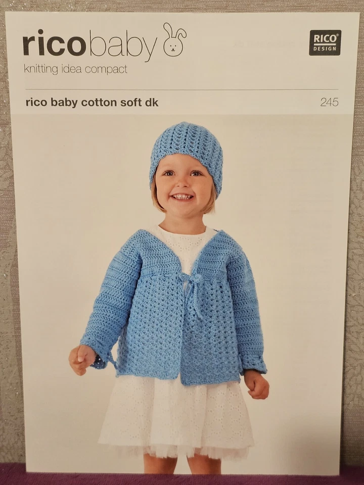 Rico Design Baby Crochet Pattern 245 - Girls Lacy Cardigan & Hat - 6 mths-2 yrs - Image 1 of 1
