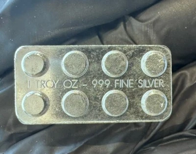 1 oz .999 Silver hand poured art bar building blocks usable MADE IN USA - Image 1 of 4