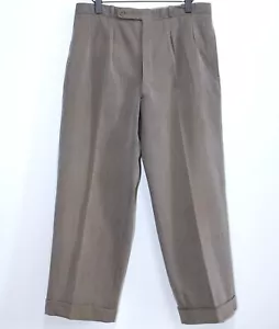 Vintage lata 1940. Lindy Hop jasnobrązowe wełniane dopasowane plisowane spodnie W35 Made in France - Zdjęcie 1 z 14