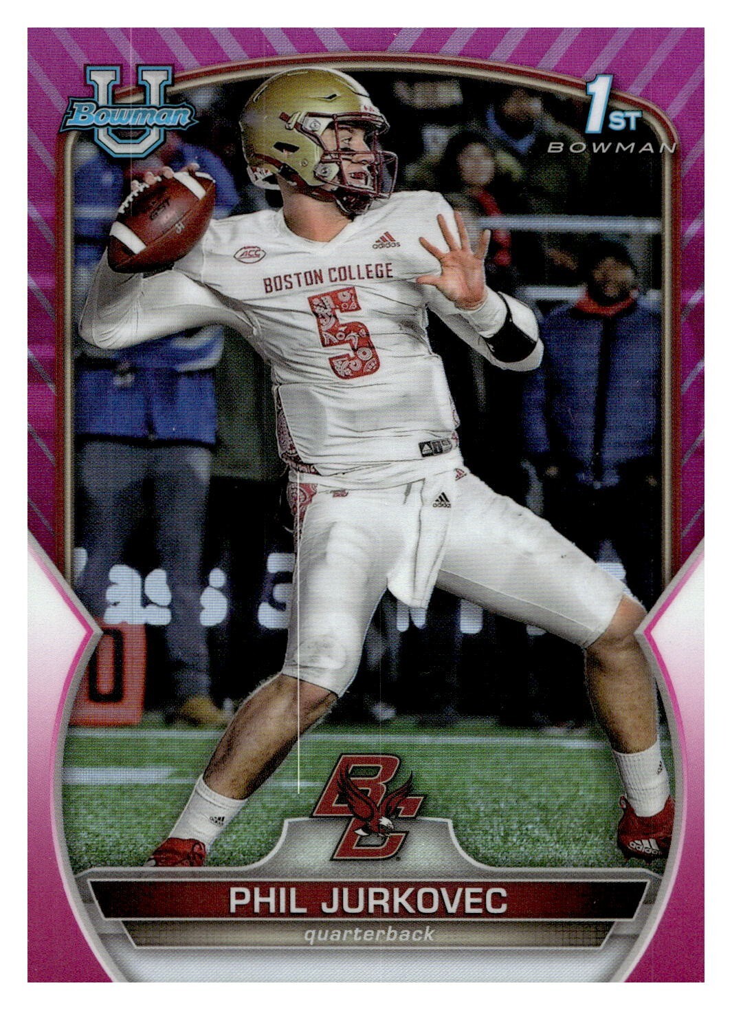2022 Bowman Chrome University Pink Refractor #35 Phil Jurkovec Boston College