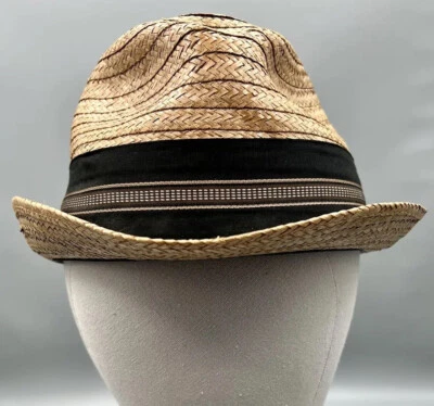 VINTAGE MARSHALL FIELD’S MANSFIELD Men’s Hat 7 1/8 Coconut Fabric Wrap Large Cap - Image 1 of 4