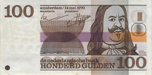 05 Netherlands / Niederlande P93 100 Gulden 1970