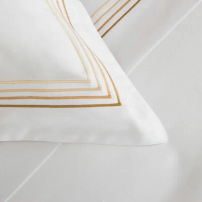 $950 FRETTE HOTEL CRUISE QUEEN DUVET COVER WHITE BEIGE GOLD TAN NAUTICAL ITALY - Image 1 of 4