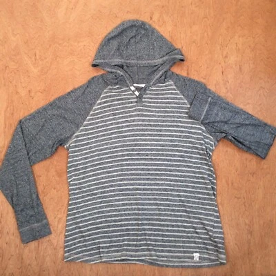 Paper Denim & Cloth Hoodie Men's SMALL Sweater Gray Striped Lightweight LOGO - Image 1 of 4