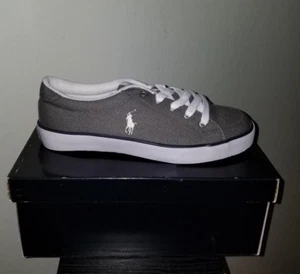 POLO RALPH LAUREN BIG BOYS/JUNIOR GREY BRISBRANE SNEAKER, SZ.6.5(US)39.5(EU)NIB - Picture 1 of 4