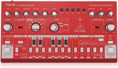 Behringer TD-3 Analog Bass Line Synthesizer, VCO/VCF, 16-Voice Chain, Red #TD3RD - Image 1 of 4