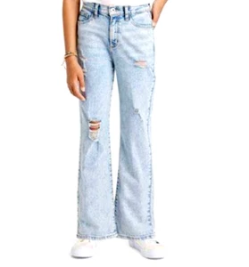 Girls' High-Rise Dad Jeans - art class - Light Blue Acid Wash 16 - Picture 1 of 3