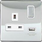 Arlec 13Amp Switched Socket 3.1A Usb Outlet Polished Chrome 1 Gang 9311Gbch  New