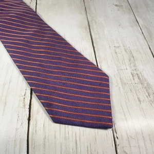 Express Design Studio Men's USA 100% Silk Neck Tie Blue Orange  Striped Diagonal - Picture 1 of 5