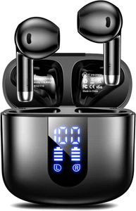 Bluetooth Wireless Earbuds with Deep Bass, 48H Wiedergabe, IPX7, Mikrofon - Schwarz - Bild 1 von 9